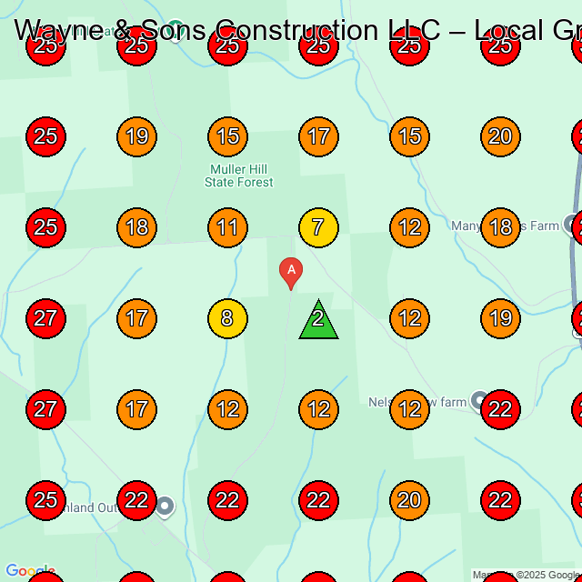 Wayne & Sons Construction LLC GeoGrid visibility map for Construction Company in None